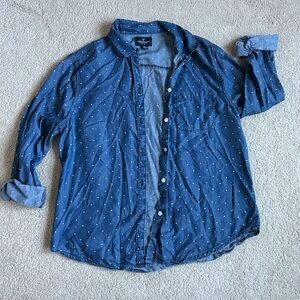 American Eagle Outfitters Denim Shirt with White Dots